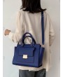 Solid Color PU Leather Work Tote Bag