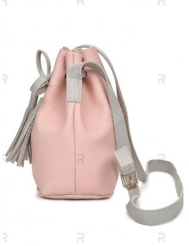 2 in 1 Faux Leather Two Tone Bucket Bag