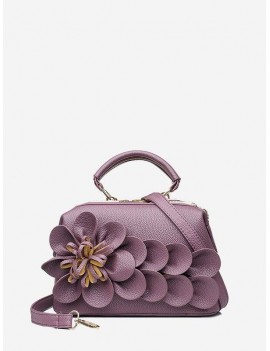 Flower Design PU Leather Handbag