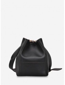 Plain Faux Leather Bucket Bag