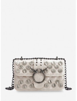Metal Studded Quilted Crossbody Bag