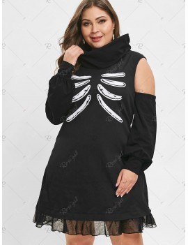 Plus Size Skull Bone Halloween Dress - 2x