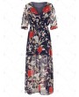 Floral Print Overlay Plus Size Maxi Dress - 3x