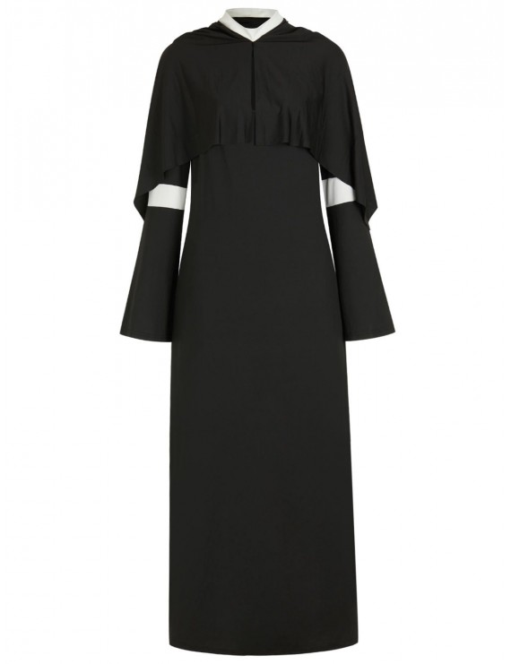 Plus Size Halloween Cosplay Nun Apparel Slit Dress - 1x