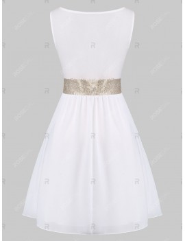 Plus Size Empire Waist Sequins Mini Dress - L