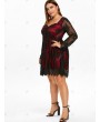 Plus Size Sweetheart Neck Sheer Sleeve Lace Dress - 4x
