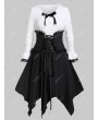 Plus Size Handkerchief Two Tone Dress With Lace Up Corset Belt - 5x