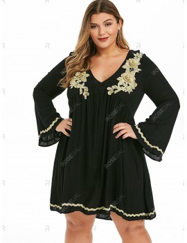 Plus Size Embroidered Empire Waist Dress - 5x