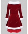 Plus Size Christmas Grommets Velvet Santa Claus Dress - L