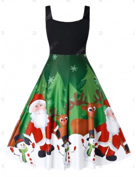 Plus Size High Waist Christmas A Line Printed Dress - 5x