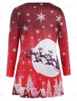 Plus Size Long Sleeves Christmas Graphic Dress - 2x
