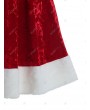 Plus Size Christmas O-ring Bowknot Contrast Velvet Midi Dress - 3x