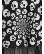 Plus Size Halloween Skull Print Lace Hem Halter Vintage Dress - 2x