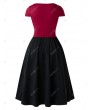 Plus Size Bowknot Two Tone Sweetheart Neck Vintage Dress - 5x