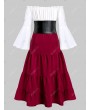 Plus Size Vintage Off The Shoulder A Line Flare Sleeve Dress - 5x