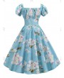 Plus Size Floral Print Ruched Vintage Swing Dress - 4x