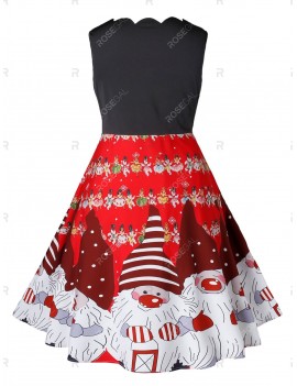 Plus Size Christmas Vintage Scalloped Santa Claus Party Dress - 5x
