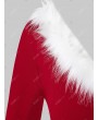 Plus Size Christmas Asymmetrical Faux Fur Panel Knitted Dress - L