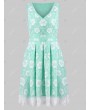 Sleeveless Floral Lace Panel Vintage A Line Dress - L