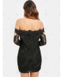 Full Sleeve Bare Shoulder Mini Lace Dress - 2xl