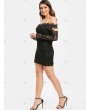 Full Sleeve Bare Shoulder Mini Lace Dress - 2xl