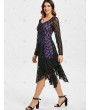 Handkerchief Lace Overlay Midi Dress - L