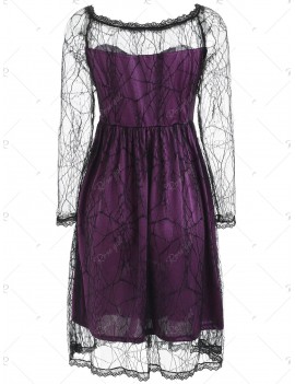 Halloween Lace Long Sleeve Dress - L