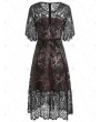 Lace Overlay Midi Party Dress - S