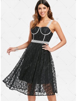 Contrast Star Lace Overlay Dress - 2xl
