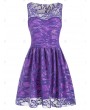 Sleeveless Lace Mini Flare Dress - L