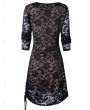 Ruched Side Full Sleeve Tunic Lace Dress - S