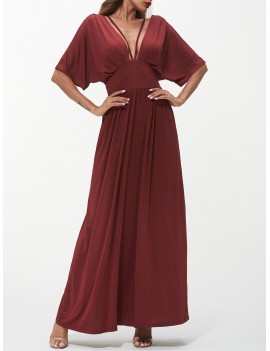 Plunging Neck Strappy Maxi Dress - M