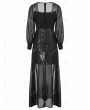Sequin High Slit See Through Maxi Dress - 2xl