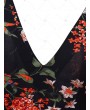Floral Print Maxi Surplice Dress - M