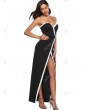 Contrast Piping Strapless Maxi Dress - Xl