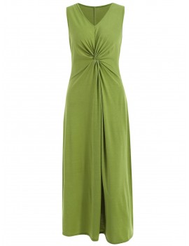Ruched Front Maxi Sleeveless Dress - S