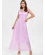 Lace Panel Maxi Prom Dress - L