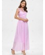 Lace Panel Maxi Prom Dress - L