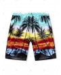 Palm Tree Drawstring Board Shorts - Xl