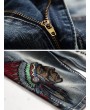Tribal Embroidery Decoration Jeans Shorts - 34