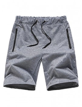 Zipper Design Drawstring Casual Shorts - L