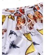 Butterfly Print Pockets Drawstring Shorts - L