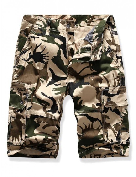 Casual Camouflage Printed Cargo Shorts - 34