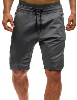 Solid Color Leisure Drawstring Shorts - M