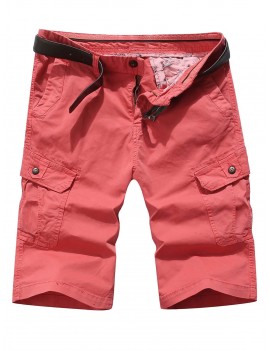 Solid Color Pocket Cargo Shorts - 32