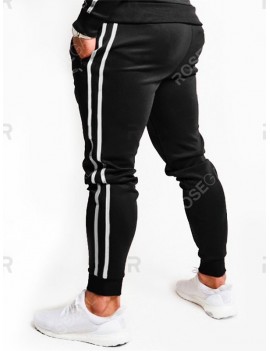 Contrast Stripes Drawstring Sport Jogger Pants - Xl