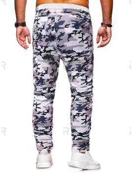 Camouflage Printed Zip Pocket Drawstring Pants - 2xl