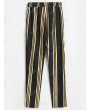 Vertical Striped Drawstring Pencil Pants - L