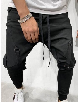 Ribbon Pockets Long Drawstring Sport Jogger Pants - 3xl
