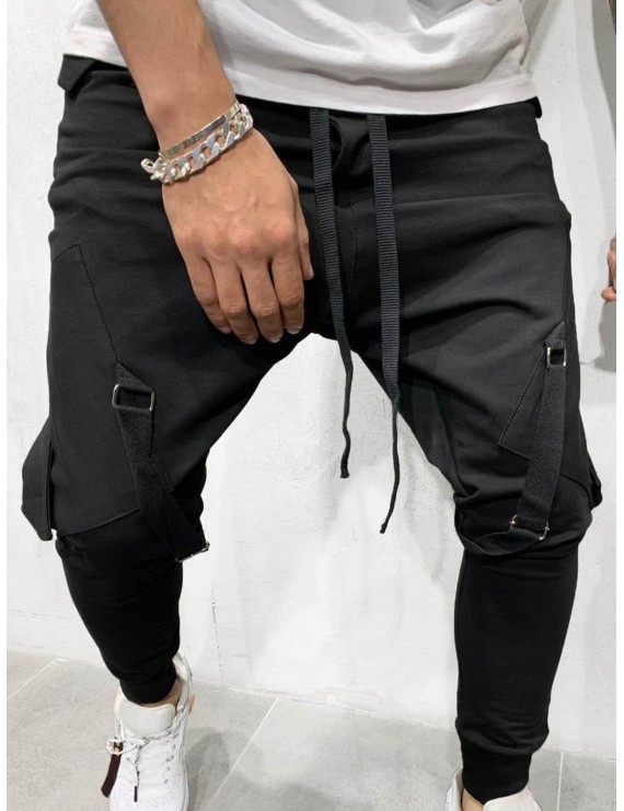 Ribbon Pockets Long Drawstring Sport Jogger Pants - 3xl